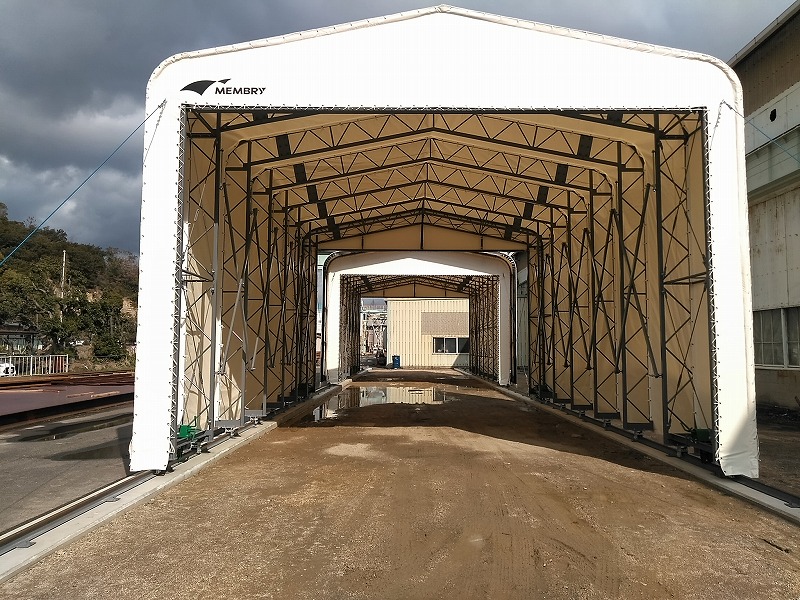 Telescopic Tent Warehouse in Shipyard